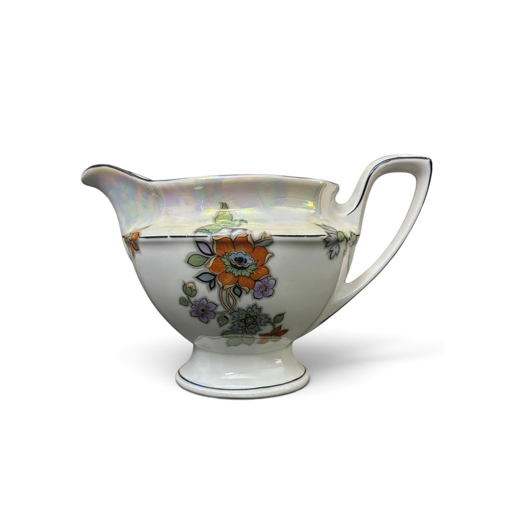 Vintage Bavarian Porcelain Hand-Painted Lustreware Creamer Jug Art-Deco 1930s
